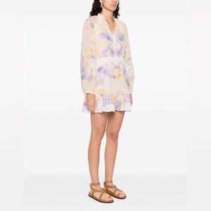 Twinset Milano Floral Ramie Dress NWT Size 46 Made in Italy Romantic Cottagecore